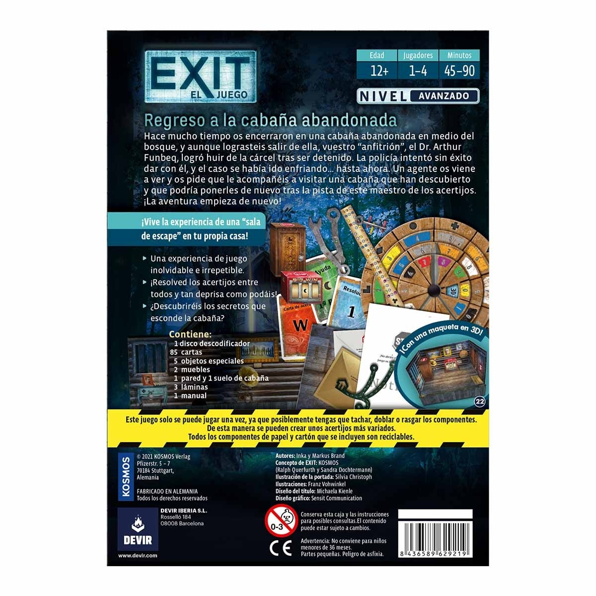 Juego de mesa devir exit regreso a la cabaa abandonada