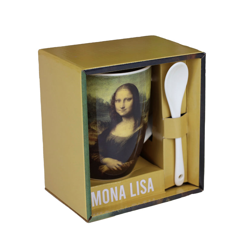 Taza de cerámica con cuchara enesco mona lisa