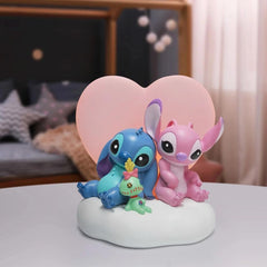 Figura iluminada enesco disney stitch y angel