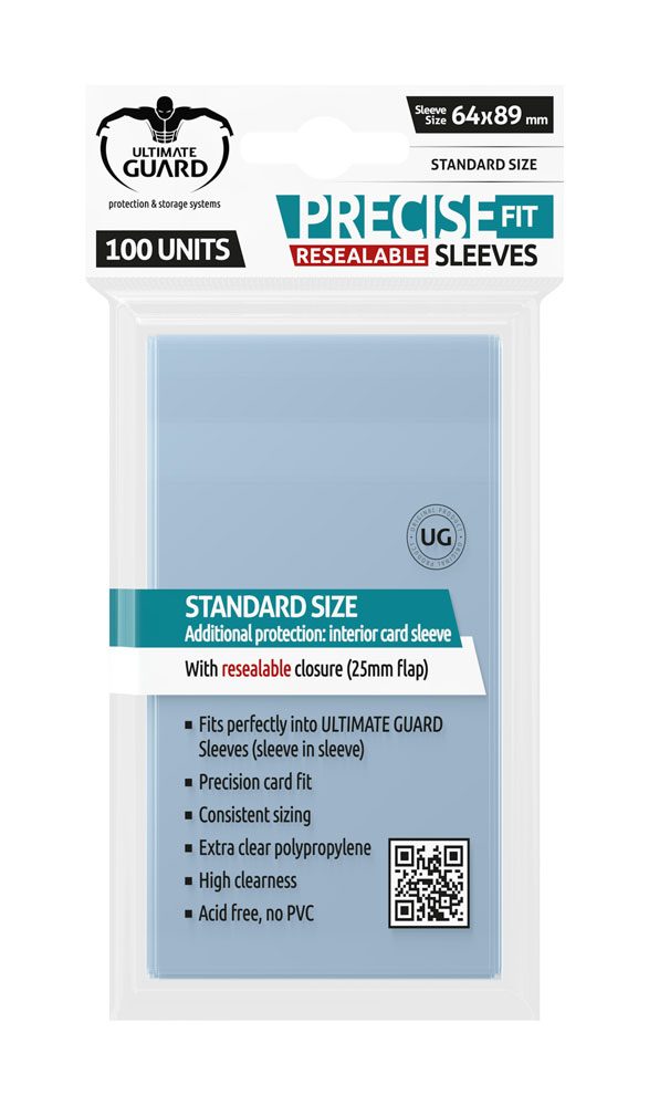 Fundas transparentes de cartas ultimate guard precise - fit cierre reutilizable tamao estándar 100 unidades