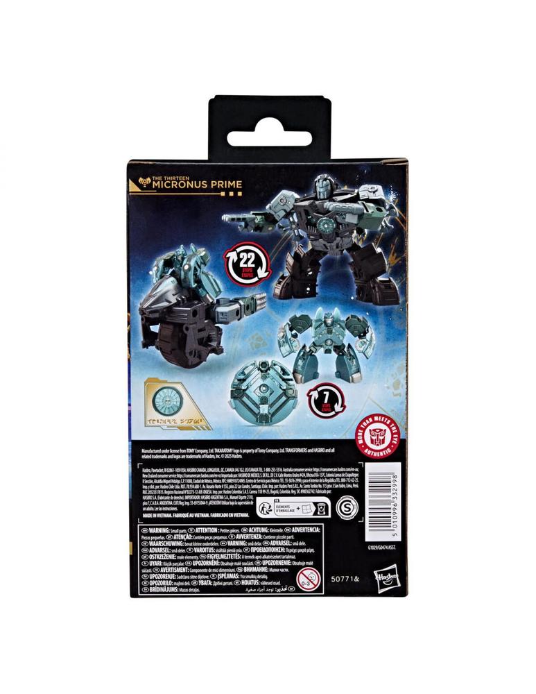 Figura hasbro transformers age of the primes deluxe class micronus prime 14cm