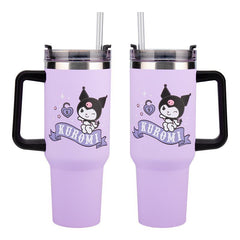 Vaso aislante paladone sanrio kuromi y pajita hello kitty 900ml