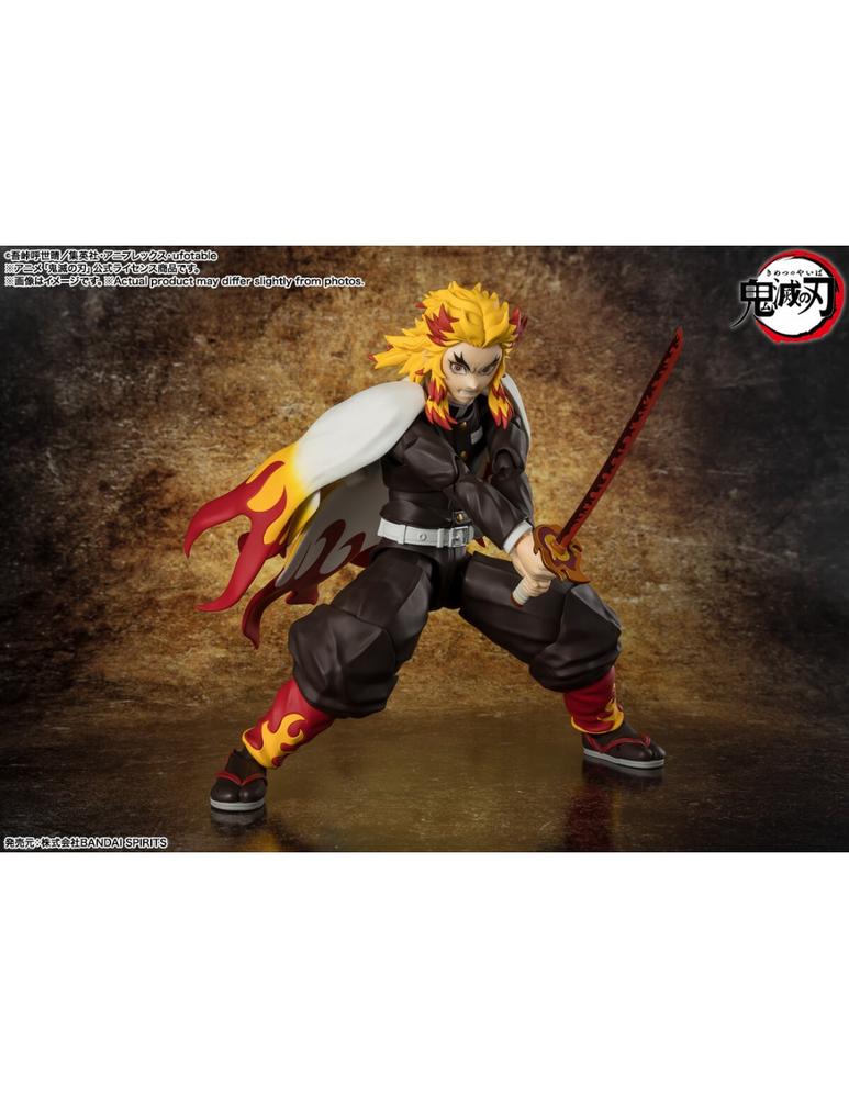 Kyojuro rengoku figura 15 cm demon slayer: kimetsu no yaiba sh figuarts