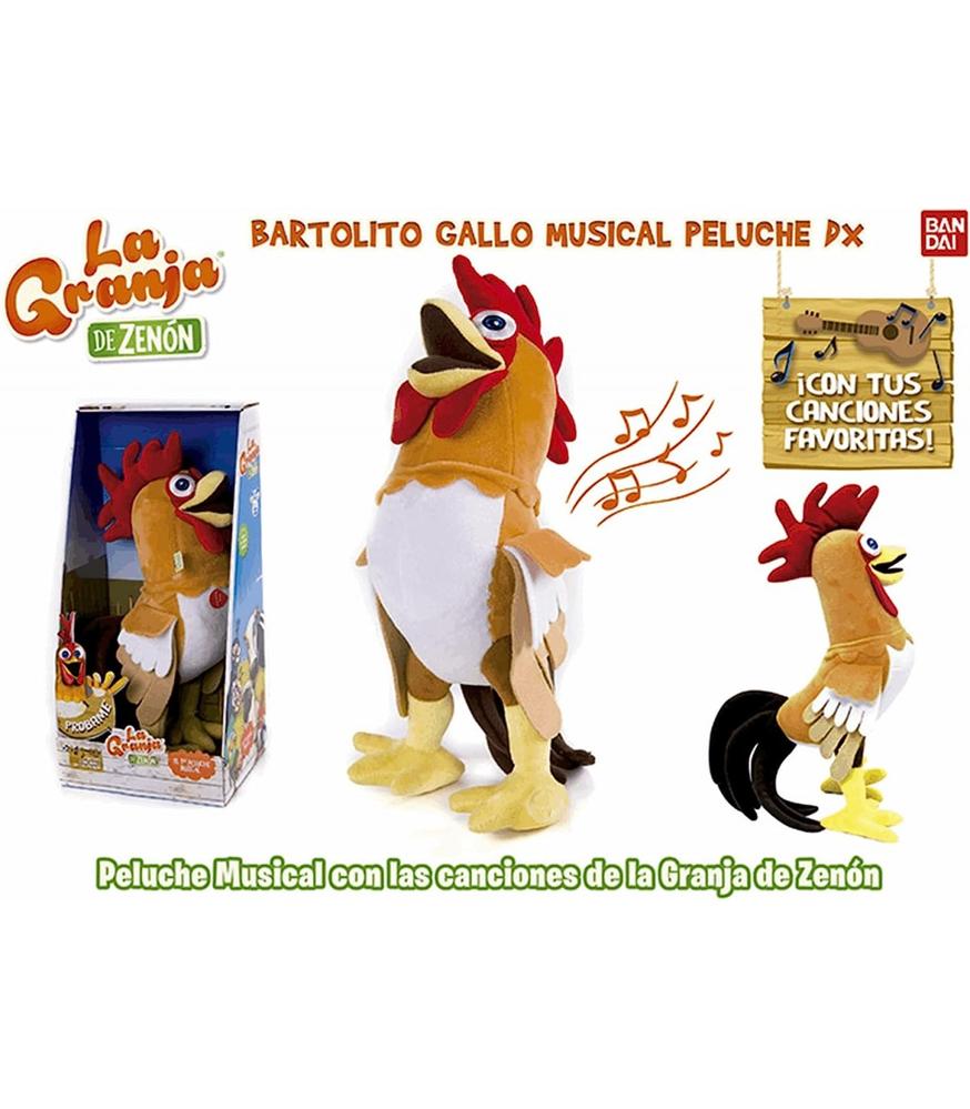 Peluche musical la granja de zenón gallo bartolito
