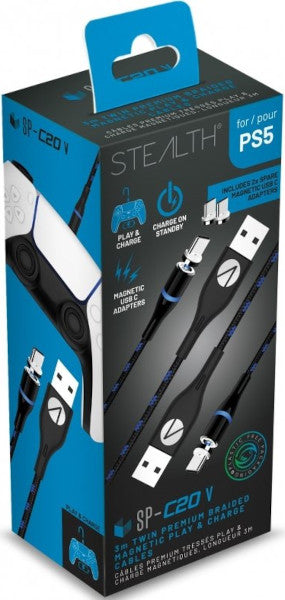 Cable Stealth Twin Magnetic Play & Charge 2 Cables (3 M) Playstation 5 PS5