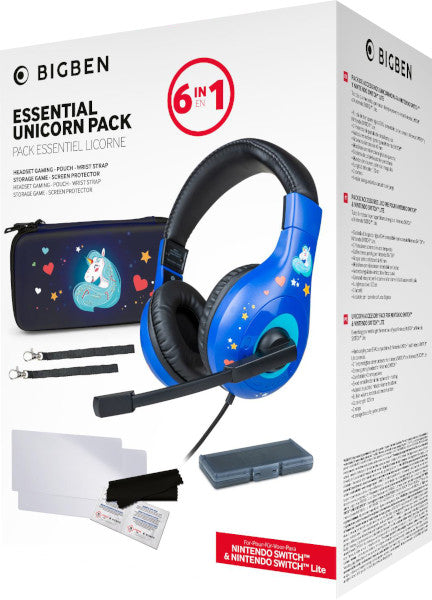 Pack Bigben Essential Unicorn Pack 6&1(funda/2 Protec Pantalla/headset/caja Juegos/2 Correas) (lite/oled)
