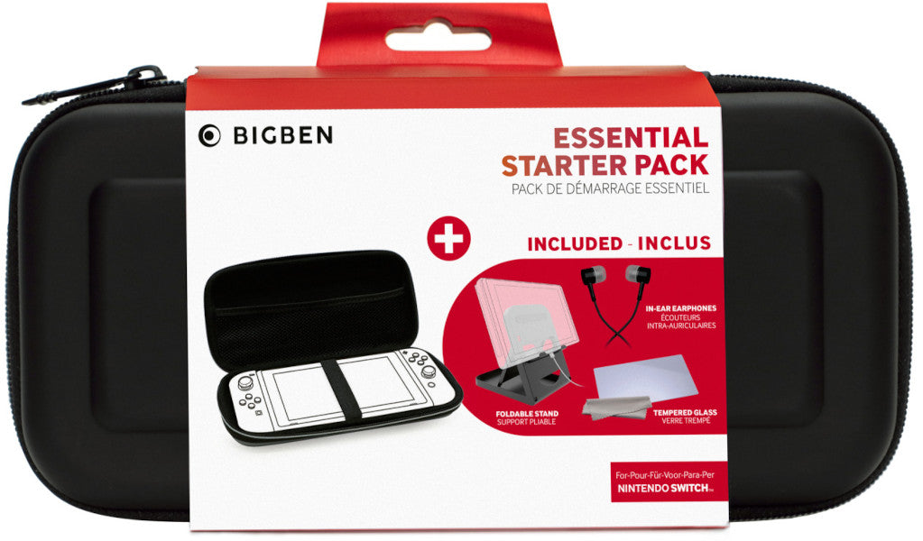 Pack Bigben Essential Starter Pack Negro (funda Rigida/protector Pantalla/auriculares/soporte)