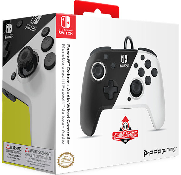 Mando Pdp Faceoff Deluxe + Audio Wired Controller Black/white (negro/blanco) ( Switch 2 / Oled )