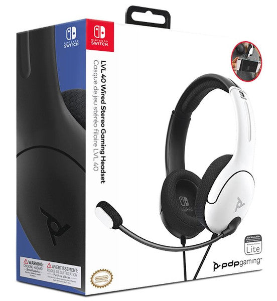 Accesorio Pdp Lvl 40 Wired Stereo Gaming Headset Black / White (negro/blanco) ( Switch 2 / Oled / Lite )
