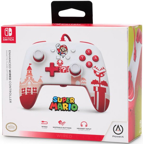 Mando Power A Enhanced Wired Controller Super Mario White & Red (blanco/rojo)