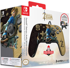 Mando Pdp Faceoff Deluxe + Audio Wired Controller Zelda Breath Of The Wild Negro/oro ( Switch 2 )