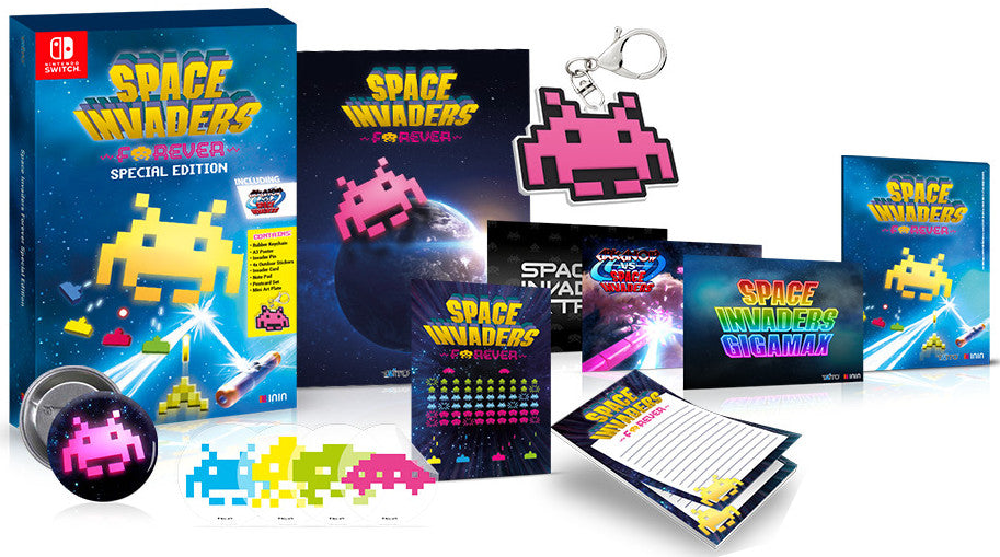 Space Invader Forever Special Ed.(llavero/poster/tarjeta/pegatinas/pin/bloc Notas/postales/placa) Nintendo Switch