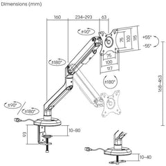 Soporte de Mesa Gaming con Contrapeso para Monitor Aisens DT32TSR-295/ Giratorio/ Inclinable/ hasta 9kg/ con Iluminación RGB