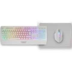 Pack Gaming Mars Gaming MCP124/ Teclado H-MECH + Ratón ptico + Alfombrilla/ Blanco