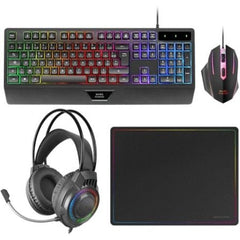 Pack Gaming Mars Gaming MCP124PROES/ Teclado + Ratón ptico + Auriculares + Alfombrilla
