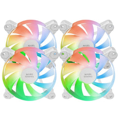 Pack 4 Ventiladores Mars Gaming MF-4A/ 12cm/ ARGB/ Blanco