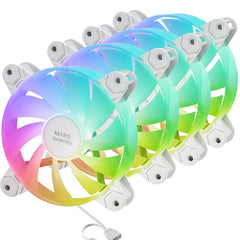 Pack 4 Ventiladores Mars Gaming MF-4A/ 12cm/ ARGB/ Blanco
