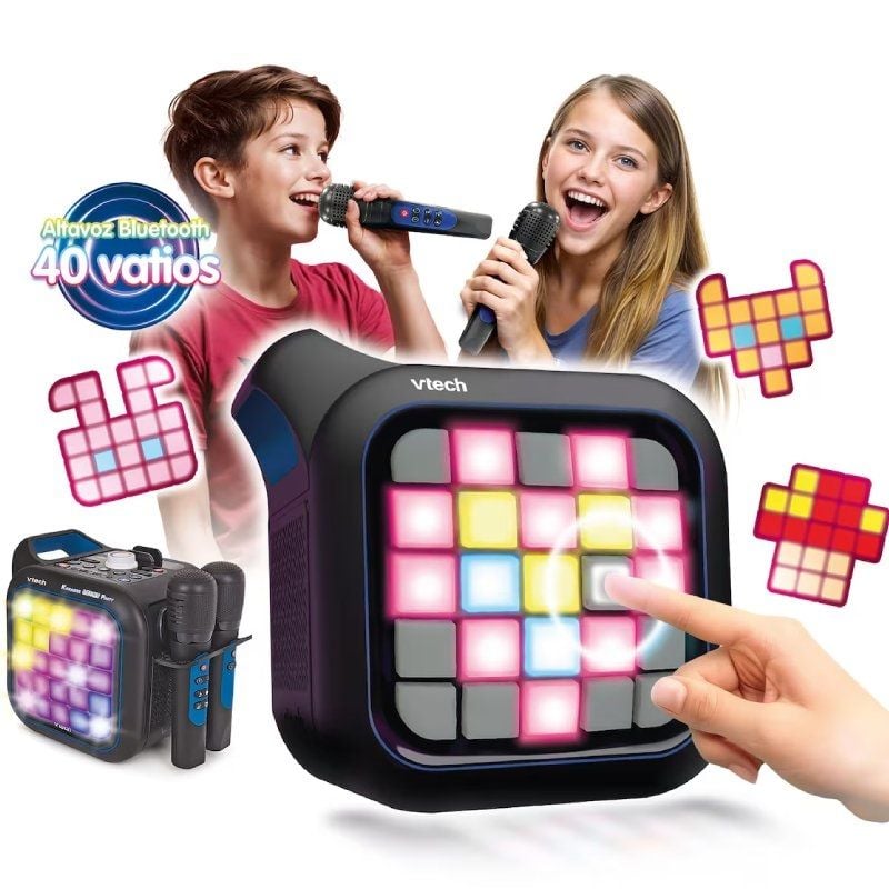 Altavoz con Bluetooth Vtech Karaoke light party Duo Disco edition/ Incluye 2 microfonos