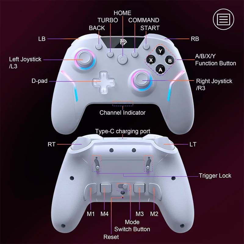 Mando EasySMX X20 - Gamepad con Botones Mecánicos para PC, Switch y Smartphone (Android e iOS)