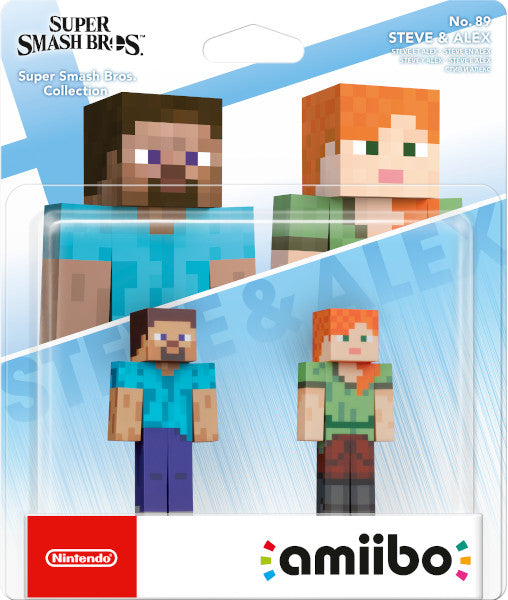 Figura Amiibo S. Smash Bros: Minecraft Steve & Alex (imp)