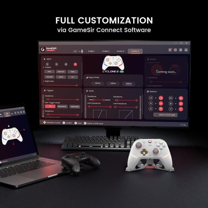 Mando GameSir Cyclone 2 Daybreak Blanco con soporte - Gamepad para Nintendo Switch/PC/Smartphones