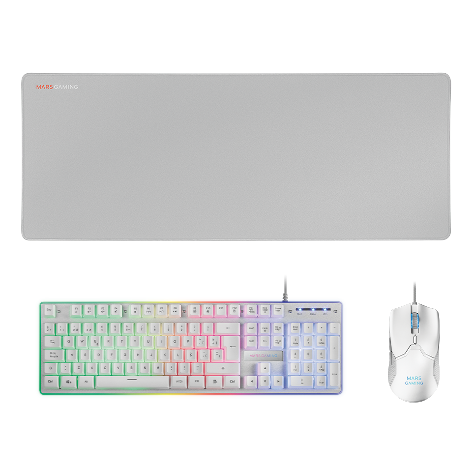 Kit Combo Pack 3en1 Rgb Mcpwx Blanco Mars Gaming