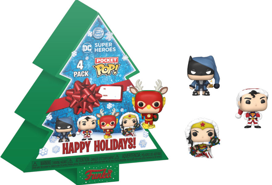 Figura Funko Pocket Pop! Dc Super Heroes: Happy Holidays! (4 Pack)