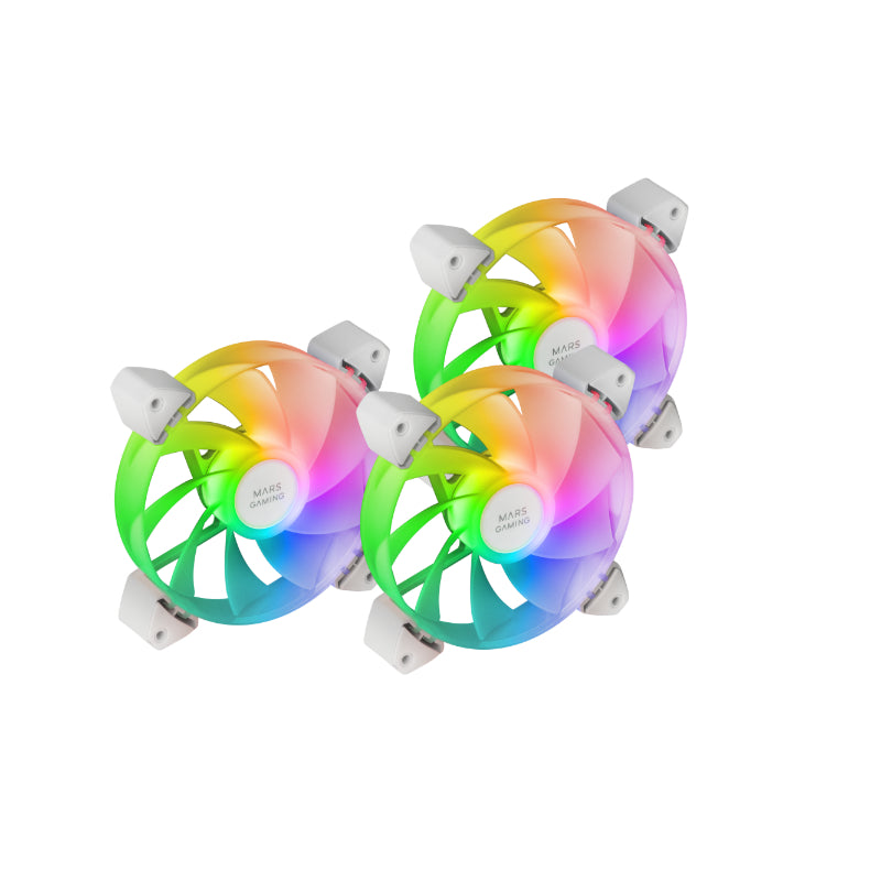 Kit 3 Ventiladores Auxiliar A-rgb 120mm Mf-3r Blanco Mars Gaming