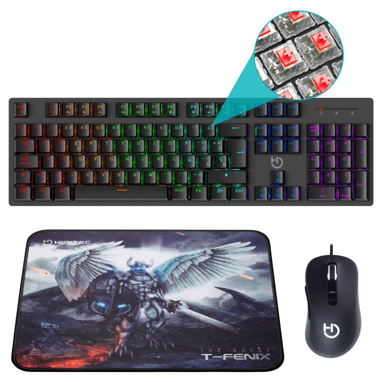 Pack Hiditec Teclado Gaming Gk400+raton Blitz + Alfombrilla T-fenix M