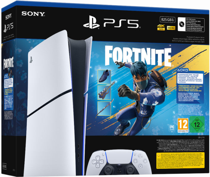 Consola White Digital Slim Edition + Dualsense (825gb) + Fortnite Flowering Chaos (ciab)
