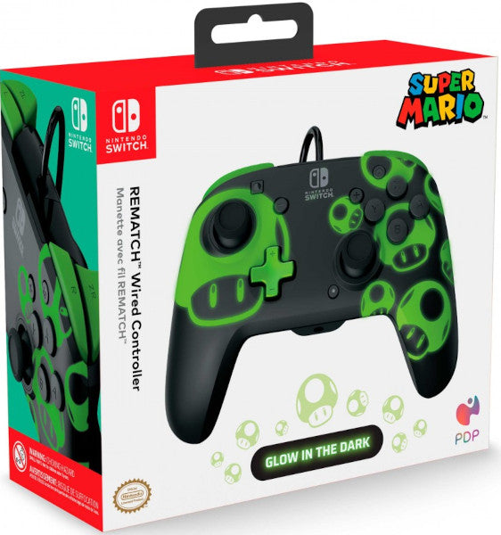 Mando Pdp Rematch Wired Controller Super Mario Black/green (glow In The Dark) ( Switch 2 / Oled )
