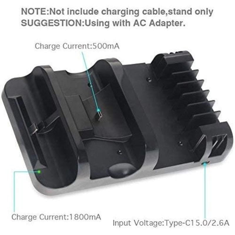 DOBE TNS-895 Soporte Carga Mandos para Nintendo Switch Negro - Accesorio Gamepad Base de Carga