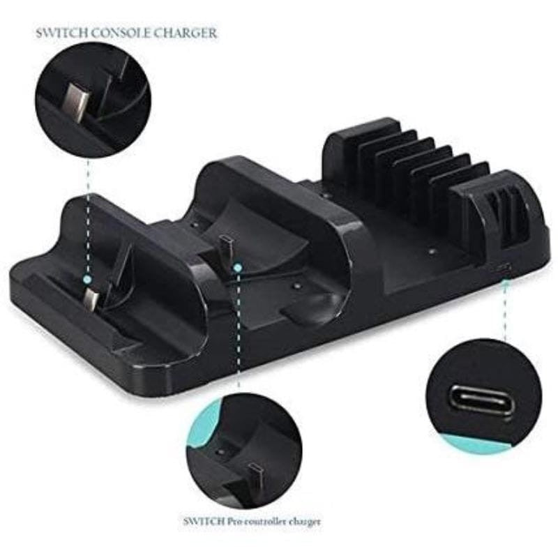 DOBE TNS-895 Soporte Carga Mandos para Nintendo Switch Negro - Accesorio Gamepad Base de Carga